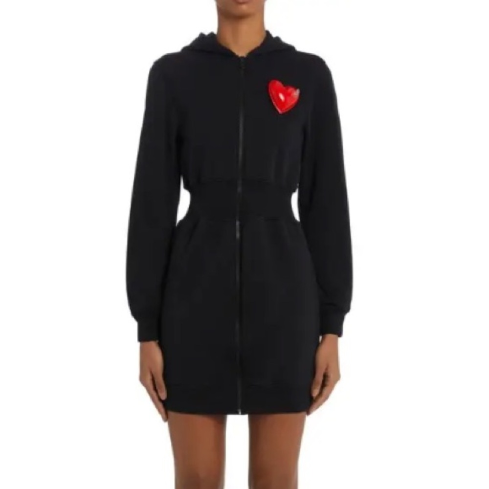 Moschino Inflatable Heart Long Sleeve Zip-Up Hoodie Dress NWT size 2 S152